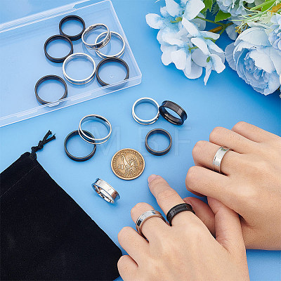 Unicraftale 16Pcs 16 Styles 201 Stainless Steel Grooved Finger Ring Settings STAS-UN0051-07-1