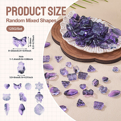 125G Gradient Color Transparent Glass Beads GLAA-TA0003-58B-1