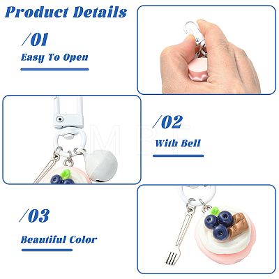 8Pcs Resin Cake & Iron Bell & Alloy Fork Pendant Decorations HJEW-YW00279-1