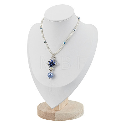 Bust PU Leather & Wooden Necklace Display Stands NDIS-WH0020-02B-01-1