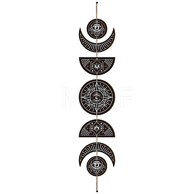 Moon Phase Wood Hanging Wall Decorations HJEW-WH0054-009-1