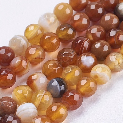 Natural Striped Agate/Banded Agate Beads Strands G-P364-14-6mm-1