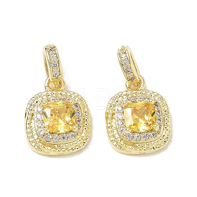 Brass Micro Pave Yellow Cubic Zirconia Charms CU-CBA6305-08G-1