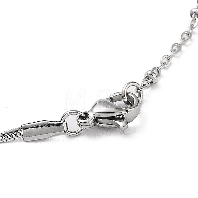 304 Stainless Steel with Plastic Bead Necklace NJEW-Q335-01A-P-1