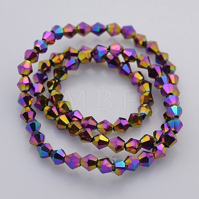 Faceted Bicone Electroplate Glass Beads Strands EGLA-P016-4mm-F03-1