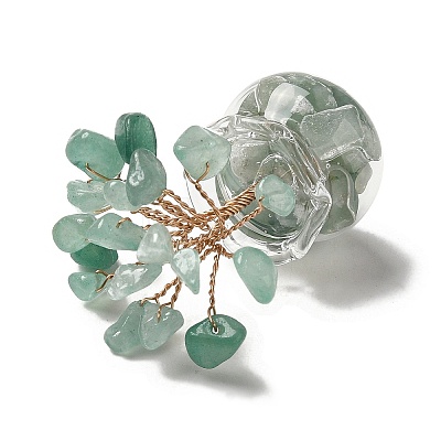 Natural Green Aventurine Chips Tree Decorations DJEW-Z007-02E-1