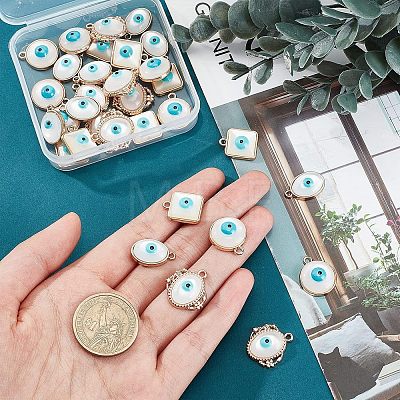 SUPERFINDINGS 32Pcs 4 Style Rack Plating Alloy Enamel Pendants FIND-FH0004-13-1