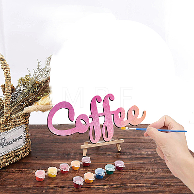 Word Coffee Laser Cut Unfinished Basswood Wall Decoration WOOD-WH0113-100-1