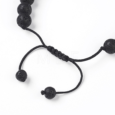 Natural Lava Rock Braided Bead Bracelets X-BJEW-G607-02-1