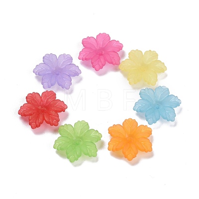 6-Petal Transparent Frosted Acrylic Bead Caps FACR-S004-11-1