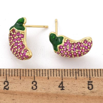 Pepper Brass Micro Pave Cubic Zirconia Stud Earrings EJEW-M077-06G-1