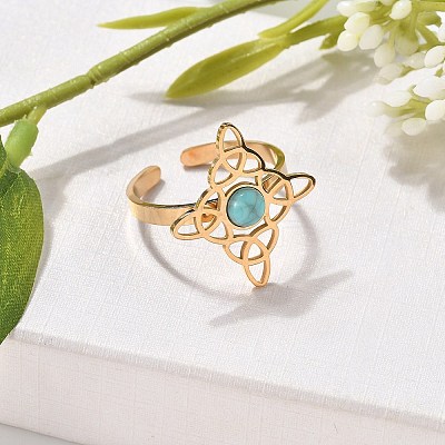 Synthetic Turquoise Finger Rings RJEW-I110-02G-01-1