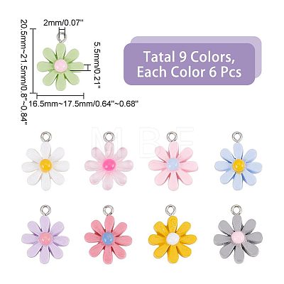 54Pcs 9 Styles Opaque & Transparent Resin Pendants RESI-AR0001-38-1