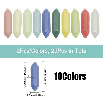 20Pcs 10 Colors Synthetic Luminous Stone Double Terminal Pointed Dyed Beads FIND-CA0007-91-1