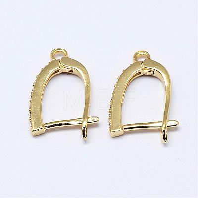 Brass Micro Pave AAA Cubic Zirconia Ear Harp Hoop Earring Findings KK-F699-04-NR-1