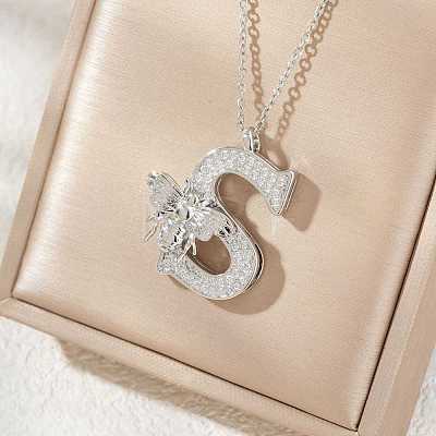 Brass Micro Pave Clear Cubic Zirconia Pendant Necklaces FS-WG7BC7F-12-1
