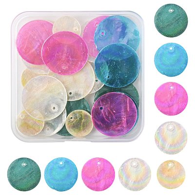 20Pcs 5 Styles Natural Capiz Shell Pendants SSHEL-FS0001-07-1