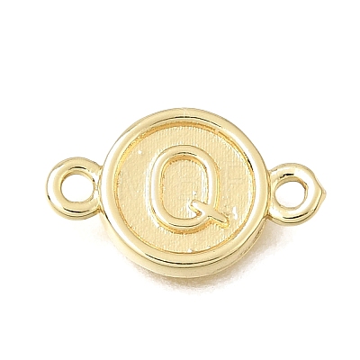 Brass Disc with Initial Links Connector Charms KK-E802-36G-Q-1
