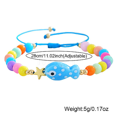Ocean Style Fish Porcelain Bead Braided Bracelets LS-YA5775-1