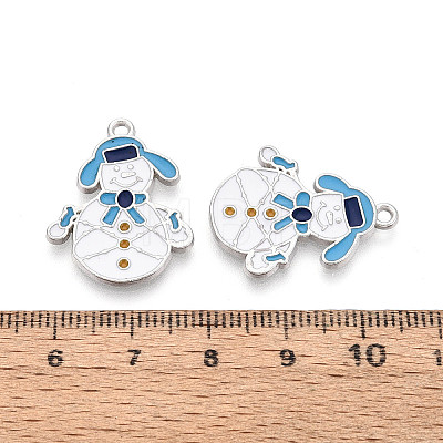 Christmas Rack Plating Alloy Enamel Snowman Pendants ENAM-T024-77A-P-1