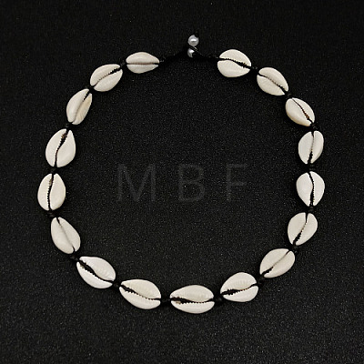 Natural Shell Braided Bead Necklaces KR7038-2-1