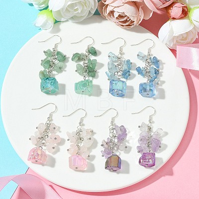 4 Pairs Natural Mixed Stone & Natural Quartz Dangle Earrings for Women EJEW-TA00560-1