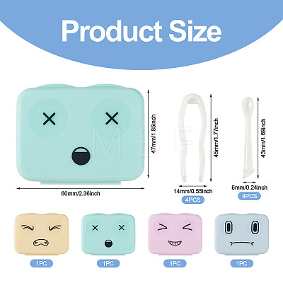 4 Bags 4 Colors Plastic Contact Lens Care Tool Set AJEW-TAD0001-02-1