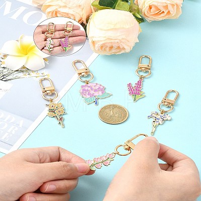 Alloy Enamel Flower Pendant Decorations HJEW-YW00023-01-1