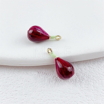 Fruit Alloy Enamel Pendants X-ENAM-P264-02E-G-1