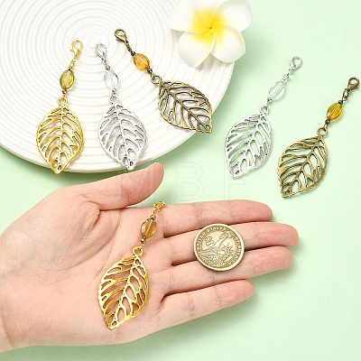 6Pcs Alloy & Glass Pendant Decorations HJEW-YW00328-01-1