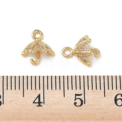 Brass Micro Pave Clear Cubic Zirconia Charms KK-P355-05G-1