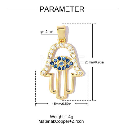 Religion Brass Micro Pave Blue Cubic Zirconia Pendants CU-OY001-04G-1