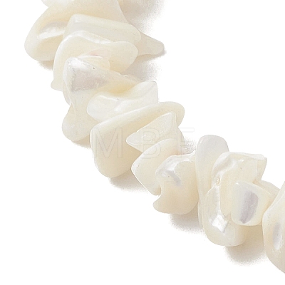 Natural White Mother of Pearl Shell Chip Bead Bracelets for Couple Friendship BJEW-JB11533-02-1