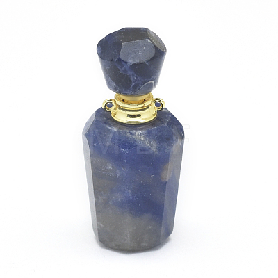 Natural Lapis Lazuli Openable Perfume Bottle Pendants G-E556-02G-1