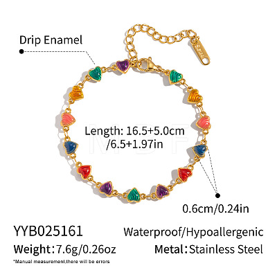 Heart 304 Stainless Steel Enamel Link Chain Bracelets for Women AZ3410-1-1