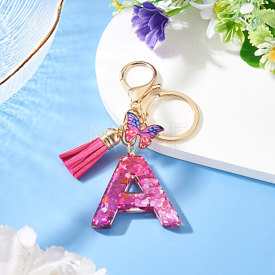 Alloy Resin Butterfly Keychains KEYC-TADJ0002-02G-A-1