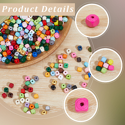 Spray Painted Wooden Beads WOOD-PA0001-53C-1