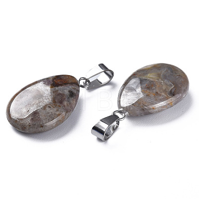 Teardrop Dyed Natural Crazy Agate Obsidian Pendants G-Q368-12-1