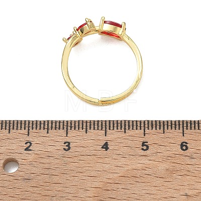 Flower Brass Glass Adjustable Finger Rings GL-CBA18A7-01G-05-1