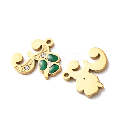 304 Stainless Steel Enamel & Rhinestone Pendants STAS-B130-01G-3-1