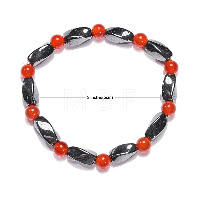 Round Natural Carnelian Stretch Bracelets X-BJEW-G072-13-1