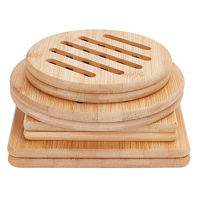 8Pcs 4 Styles Bamboo Cup Mats DJEW-GO0001-18-1