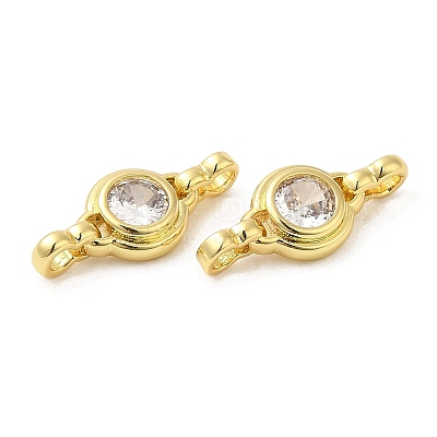 Rack Plating Brass Pave Clear Cubic Zirconia Connector Charms KK-Z028-05G-1