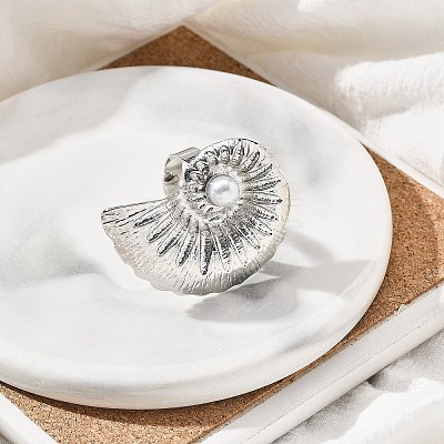 Conch Alloy Adjustable Rings for Women RJEW-B108-03P-1