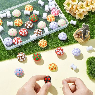 40Pcs 2 Styles Opaque Acrylic Beads MACR-CJ0002-49-1