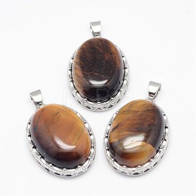 Natural Tiger Eye Pendants G-D851-30-1