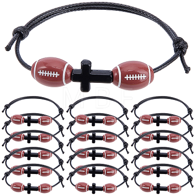 30Pcs Sports Theme Acrylic Beads Braided Bead Bracelets BJEW-BM00012-1