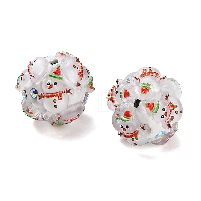 Christmas Theme Polymer Clay Rhinestone Beads with Resin X-RESI-Z045-01D-1