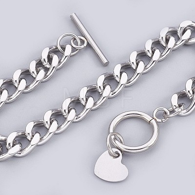 304 Stainless Steel Curb Chain Bracelets BJEW-P237-04P-1