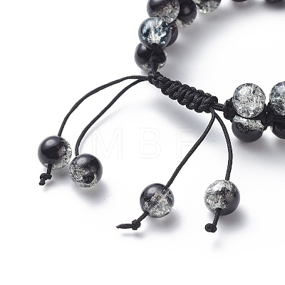 Bling Round Glass Braided Bead Bracelet BJEW-JB08794-02-1